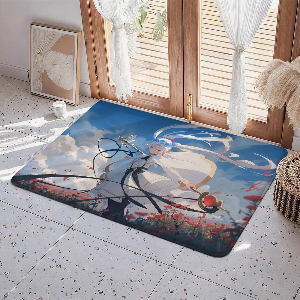 Anime Frieren: Beyond Journey's End Floor Mat Eco Flannel Doormat Non Slip Odorless Indoor Floor Rug Soft Short Plush Home Mat
