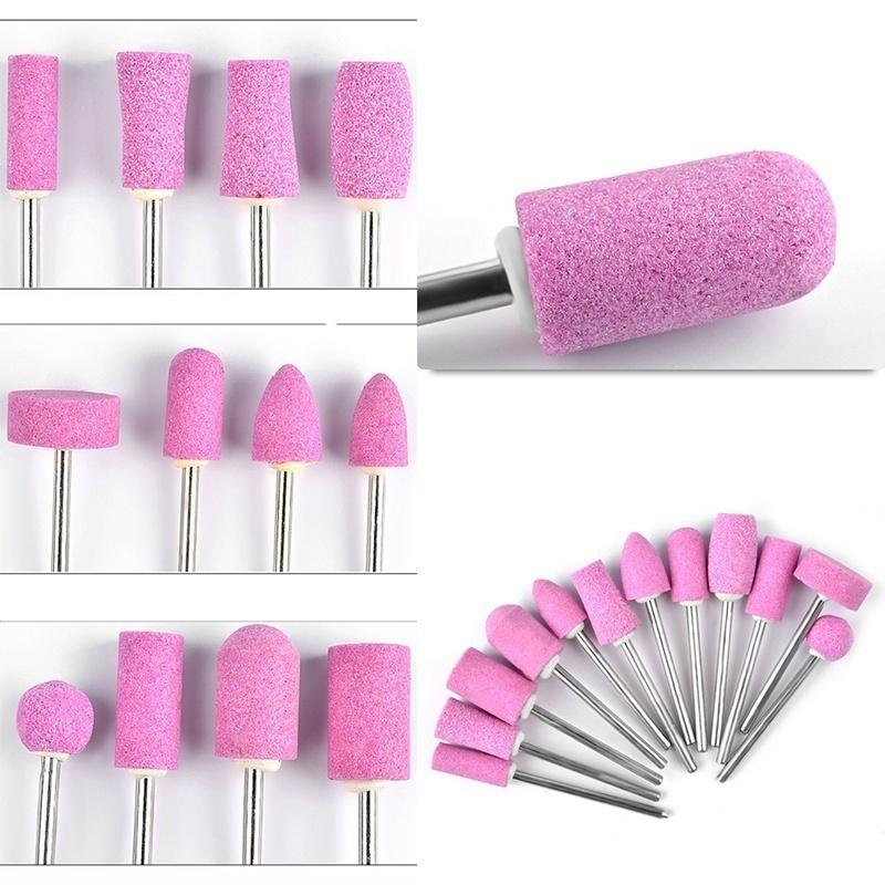 12Pcs Stainless Steel Ceramic Electric Machine Drill Bits File Nail Art Polishing Grinding Head Manicure Pedicure Tools Set