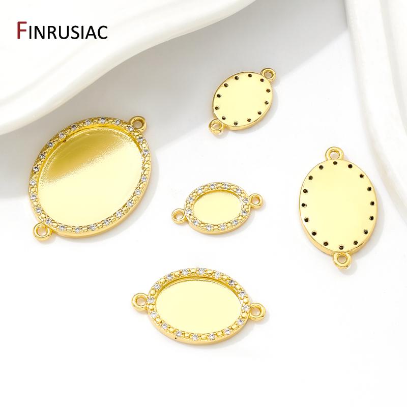 Base per Ciondolo in Ottone Placcato Oro 18K con Base Vuota per Cabochon, Adatta a Connettore con Lunetta per Creazione di Gioielli Fatti a Mano Fai-da-te