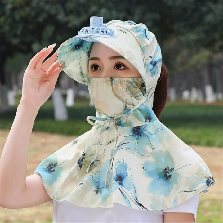 Summer Sun Hat with Fan for Women Girls Neck Flap Adjustable Hat Sunshades