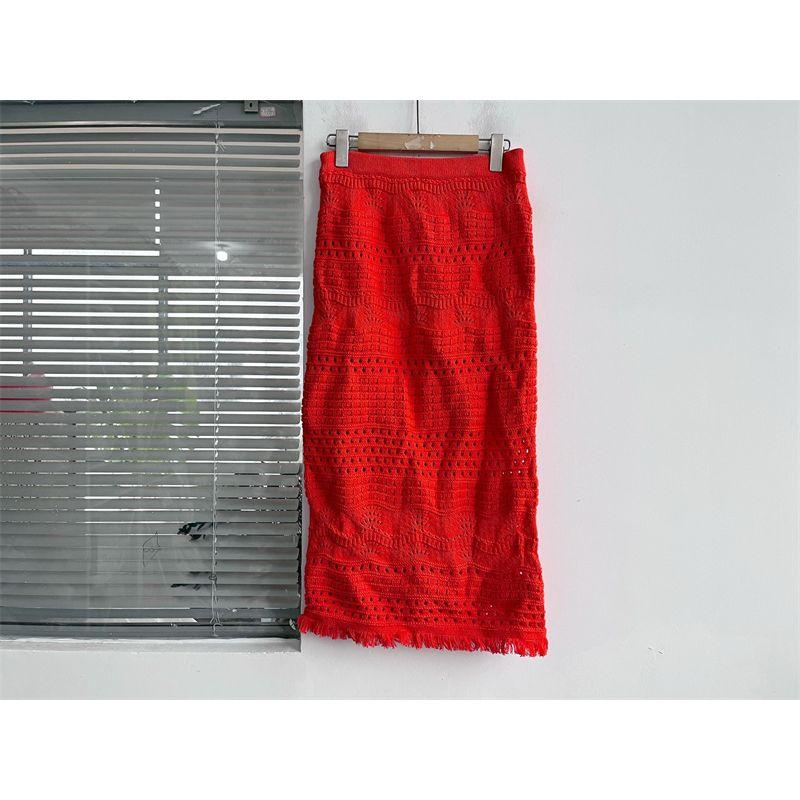 

Микро Изъян K-стиль Мода Без рукавов Круглый вырез Комплект из двух частей Однотонный Все сочетается Вязаный Утягивающий Облегающий Летний Элегантный Y2 Red skirt XS