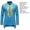 Camisa masculina primavera outono estilo étnico gola alta botões decote manga comprida pulôver tops estampa frente costas baixas camisa alta