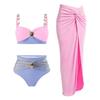 2025 Gold-Plated Color Block High Waist Bikini for Women