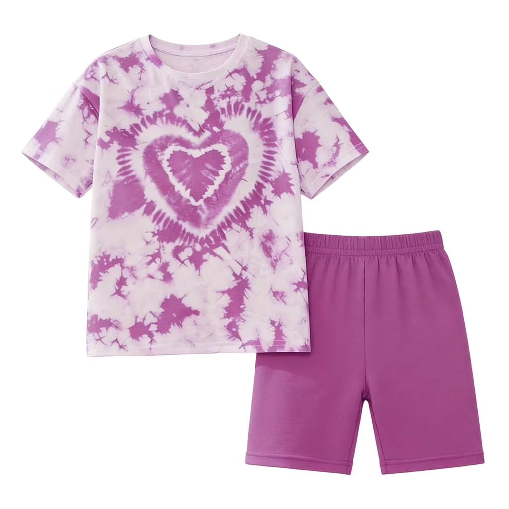 Girls Tie Short Sleeve Top and Shorts 2 Piece Outfit Set