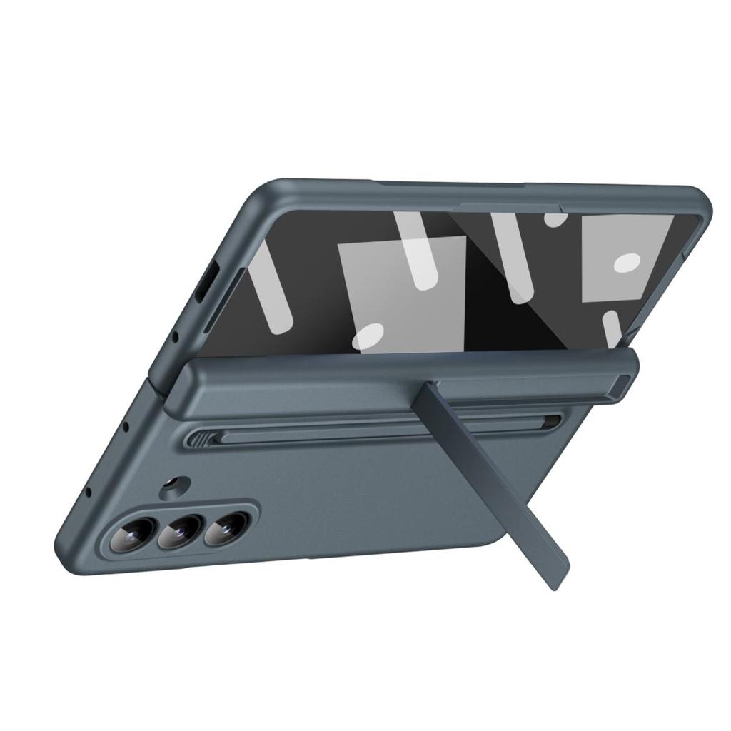 Phone Case For Samsung Galaxy Z Fold 7 Hinged Protection ,Shockproof PC + Tempered Glass Film Holder Back Cover With Pen slot and Stylus New
