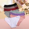 4Pcs Cotton Striped Underwear Women's Double Belt Panties Sexy Low Waist Solid Briefs Female Breathable Comfort Lingerie