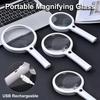Handheld Magnifier 10/15/30x Usb Rechargeable Illuminated Magnifying Glass With 3 Light Modes For Reading Repair