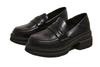 Ririka Damen Plateau Loafer Pumps, Leder, Blockabsatz, Schwarz/Braun, Stilvolle Freizeitschuhe für Pendler, Schule und Studenten (Schwarz, Größe 24.0cm)