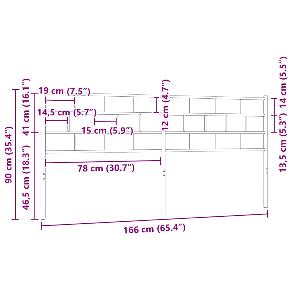 Replacement Headboard Metal Black 160 Cm