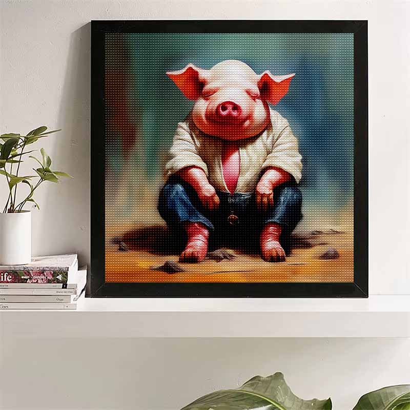 New Arrival 5D DIY Full Circle Diamond Painting "Pig Man" Embroidery Cross Stitch Home Decor Gift