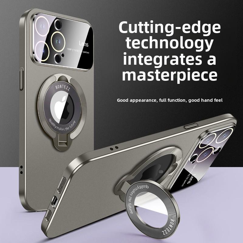 "iPhone 16 Pro Max Frosted Case with Magnetic Metal Bracket for Apple 15"