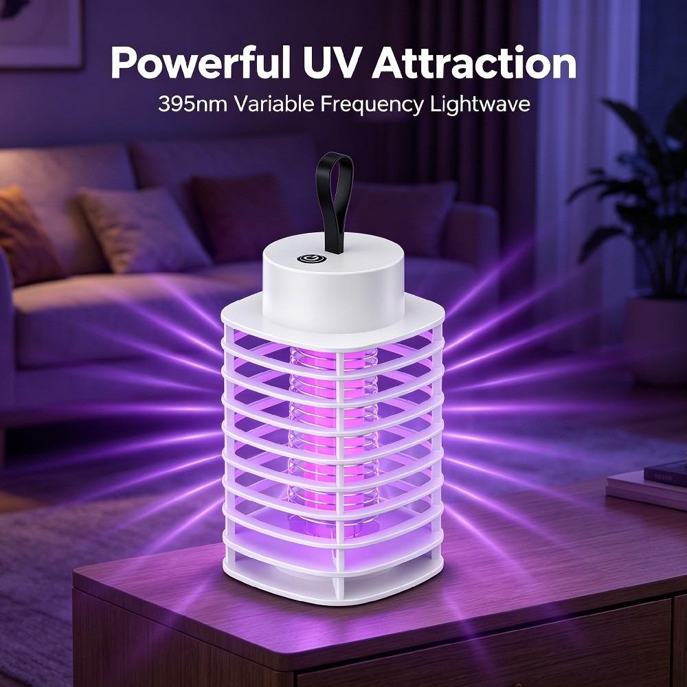 USB Rechargeable Silent Mosquito Killer Lamp, Portable Electronic Insect Trap for Indoor Bedroom Outdoor Camping Pest Control Light