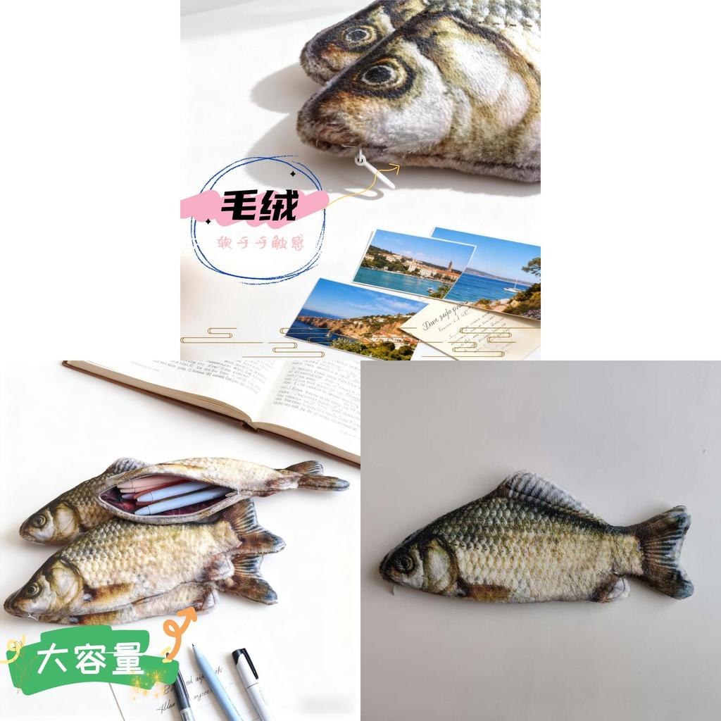 Astuccio Peluche Pesce Finto di Grande Capacità per Bambini e Studenti