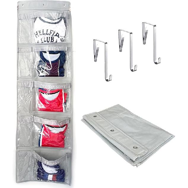 

Еженедельный органайзер для детской одежды День недели Хранение школьной одежды С понедельника по пятницу Подвесной органайзер для шкафа (2) (Серый 2 шт.) Gray 1pcs