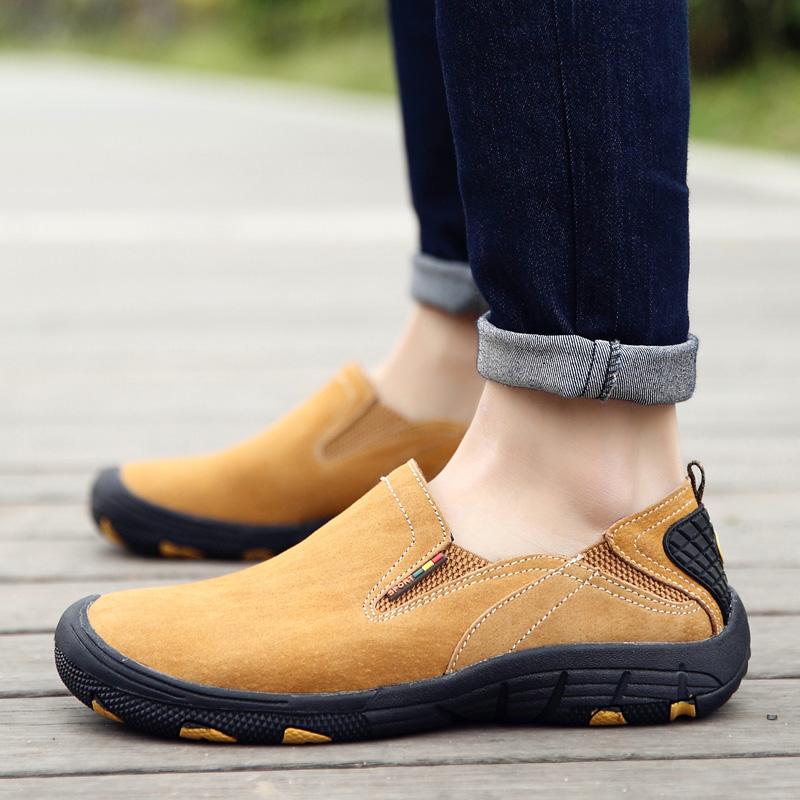 Genuine Leather Men's Shoes Outdoor Suede Loafers Luxury Sneakers Driving Shoes Handmade Breathable Casual Shoes