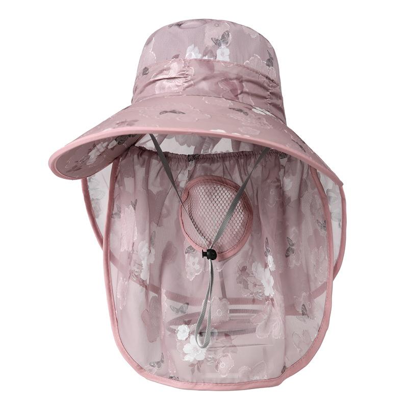 Hat Female Summer Shade Sunscreen Uv Protection Mask Face Cover Tea Picking Hat Cycling Big Brim Mom Sun Hat