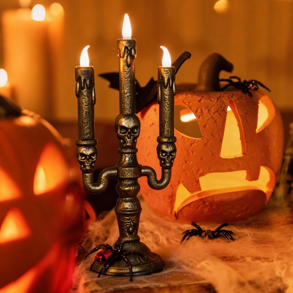 Skull Ghoast Pumpkin Electronic Candle Multicolor Spider Light Halloween Decoration Light  Gift