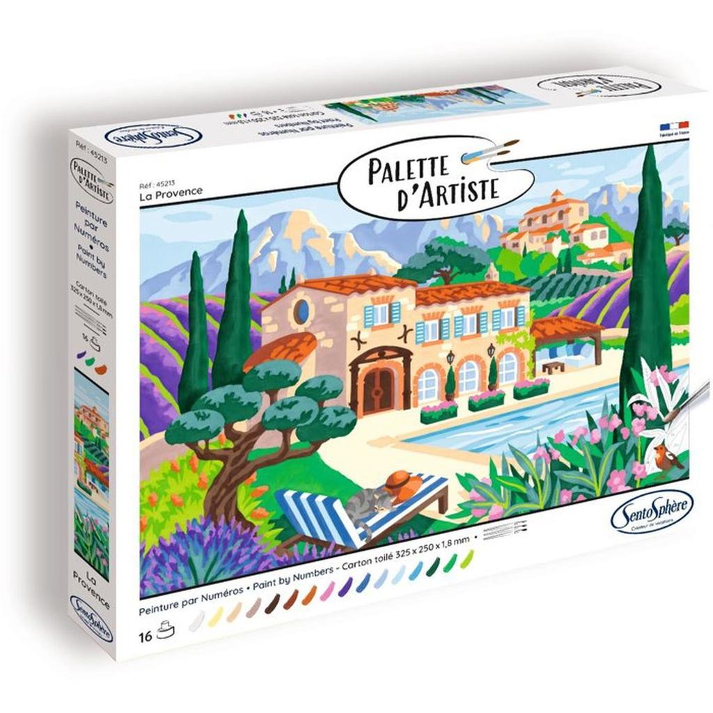Peinture acrylique - SENTOSPHERE - Palette D'artiste - La Provence - Peinture a numéro pour adulte - Tableau en carte toilée