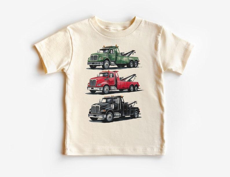 Heavy Wrecker Tow Trucks In A Row Toddler Shirt - Cool Towing Vehicles T-Shirt - Rescue Big Rigs - Natural Boho Adult, Toddler & Toddler Tee