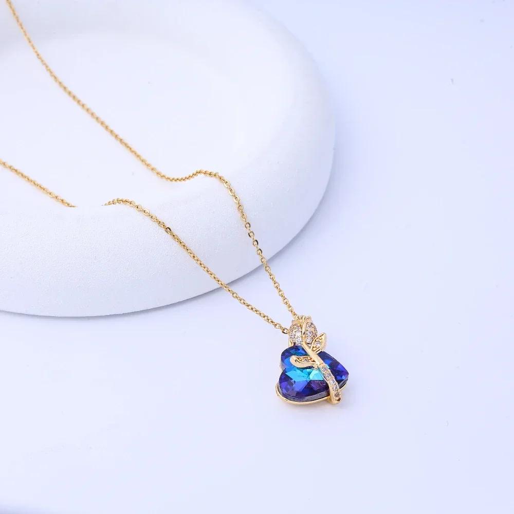 Heart of the Ocean Titanium Steel Fade Necklace Love Rose Niche Light Luxury Feminine Clavicle Chain Versatile Sense of Luxury