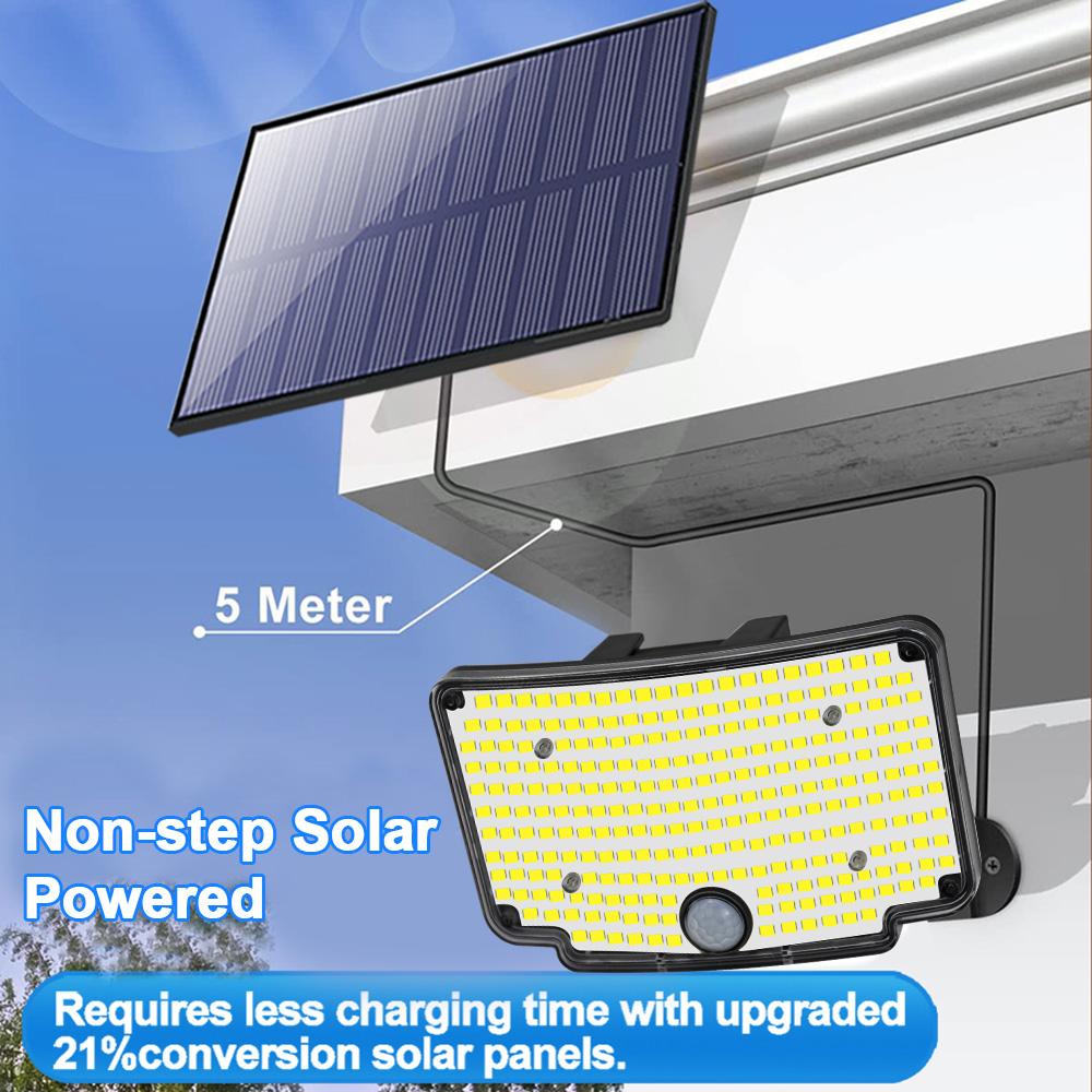 Solar Security Light Outdoor Garden 243 LED Solar Dual PIR Motion Sensor Light 3 Modes Solor Powered Wall Lights for Garden Fenc