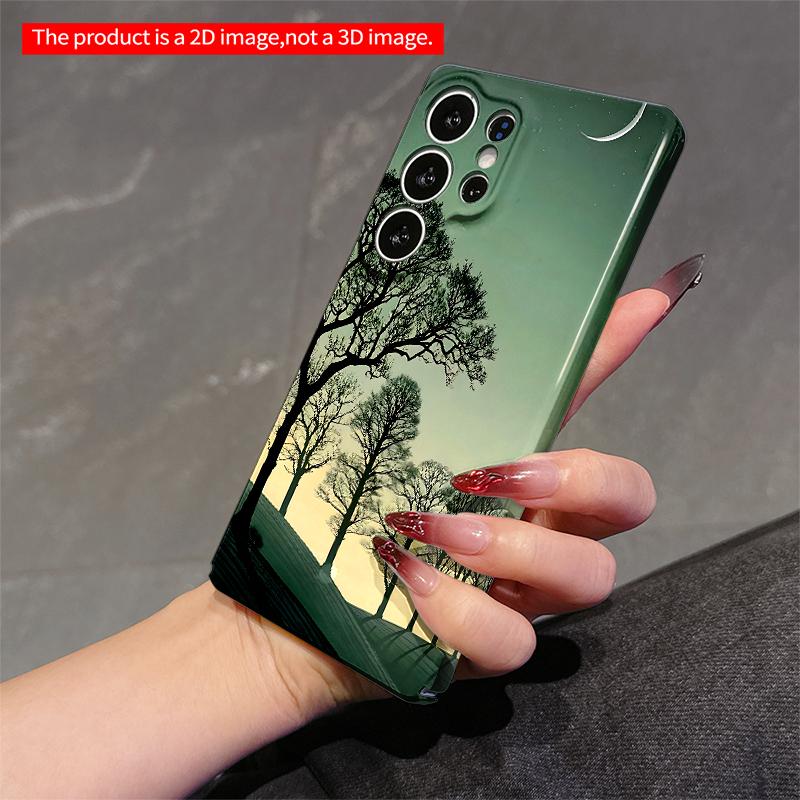 2DFlat Samsung Phone Case Moonlit Trees Silhouette Landscape Applicable To Galaxy S22 S23 S24 S25ULTRA S26 A12 A13 A14 A15 A16
