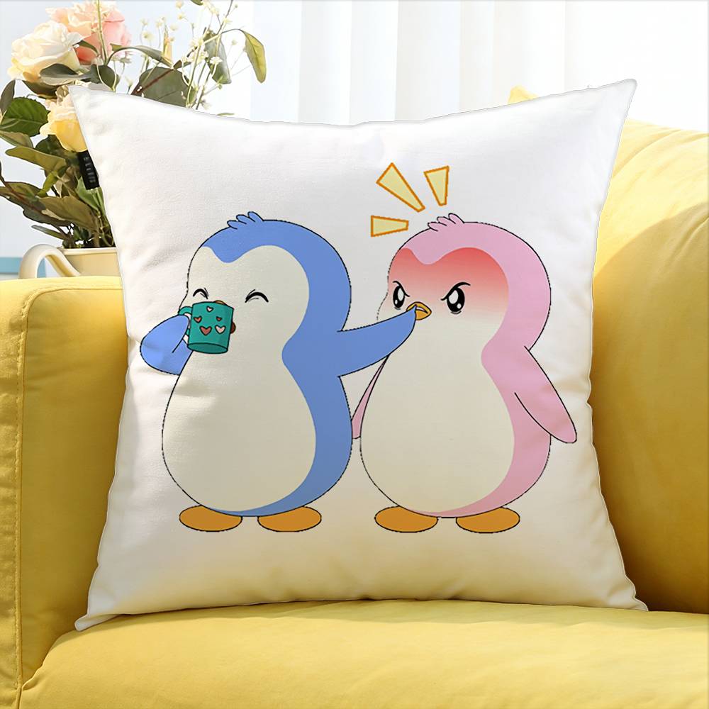 Cute Pudgy Penguin Various Sizes Square Pillow Case For Car Home Bedchamber Decor