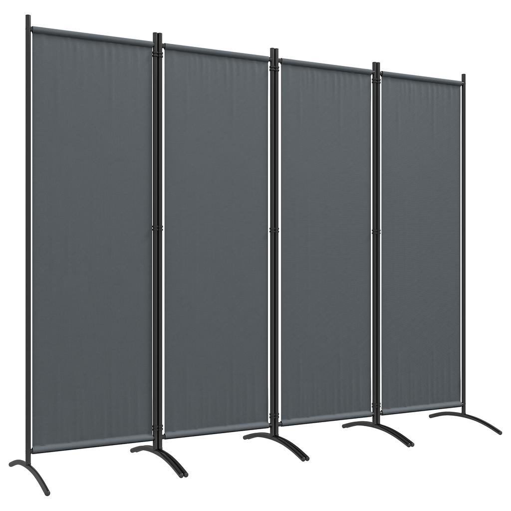 4 Panel Folding Room Divider, 1.7m Privacy Screen with Wide Feet, Portable Freestanding Metal Partition Separator for Office, Living Room, Bedroom