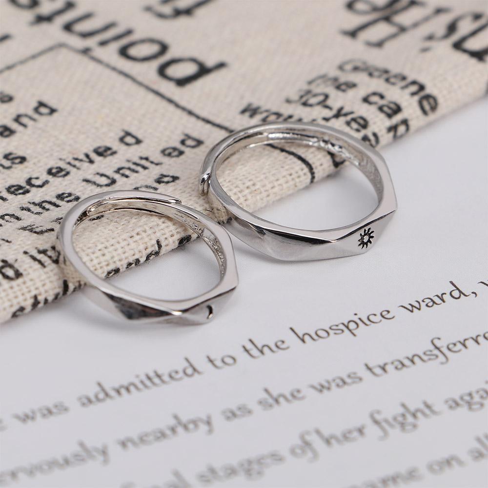 Pair Wedding Party Opening Adjustable Sun Moon Ring Couple Jewelry Engagement Ring Finger Rings Set