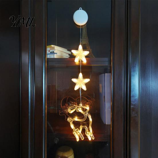 LED Window Decoration Star Moon Hanging Light, Warm String Lights, Christmas Tree Pendant Decorations Decorative Atmosphere Lamp for Home Holiday