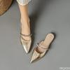 Fashion temperament pointed half drag low heel toe cool slippers for women wearing summer fashion versatile comfortable women's shoes