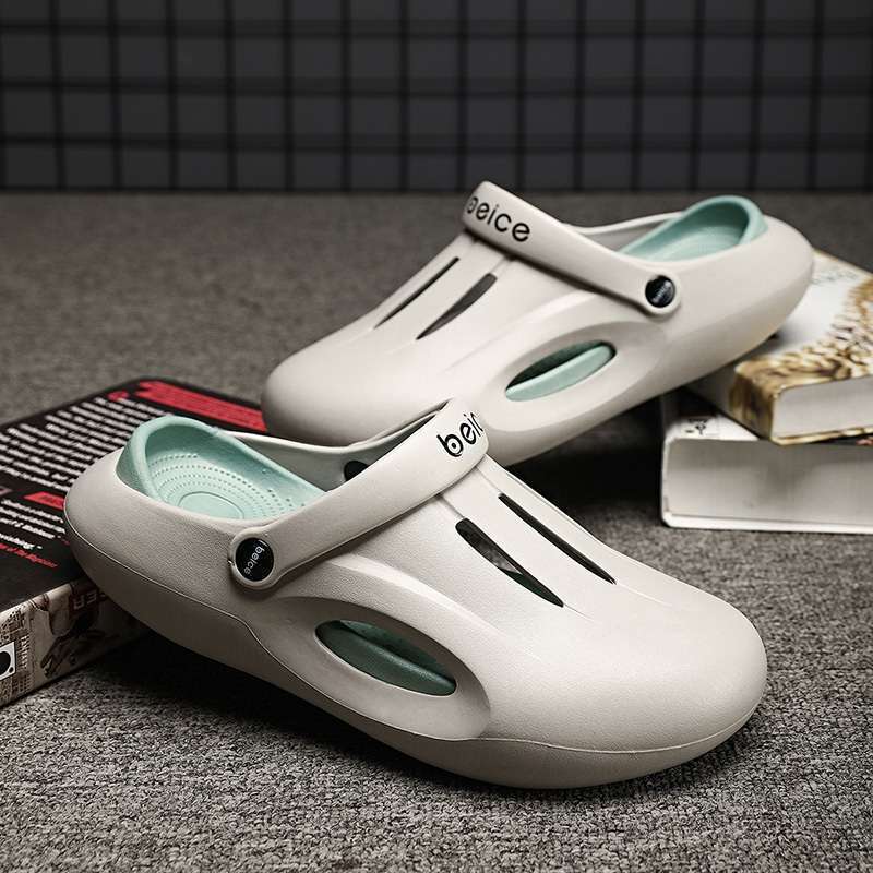 

Baotou slippers men wear outside in summer, anti-skid hole shoes for stepping on shit, men go out with heel sports and leisure sandals 40 серый