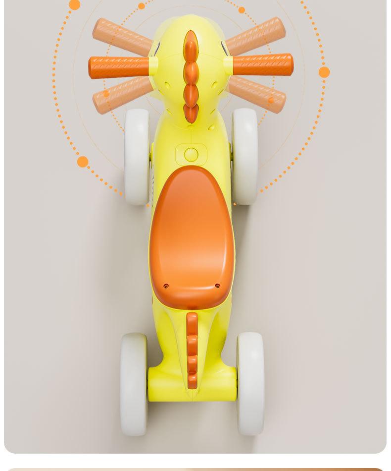 Kinderen Dinosaur Evenwichtsfiets: 4-wielige loopfiets voor 1-6 jarigen, Anti-kantel ontwerp