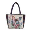 Bohemian Fabric Tote Bag With Contrasting Colors And Inner Zipper Pocket For Women