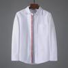Trendy Long-Sleeve White Oxford Shirt with Inner Ribbon Detail