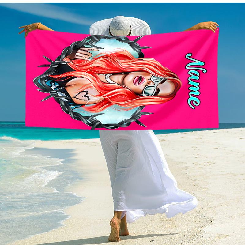 Personalized Customized Proof Beach Towel with Singer Karol G Pattern - Soft, Absorbent,quick-drying,perfect Swimming,camping&bathing