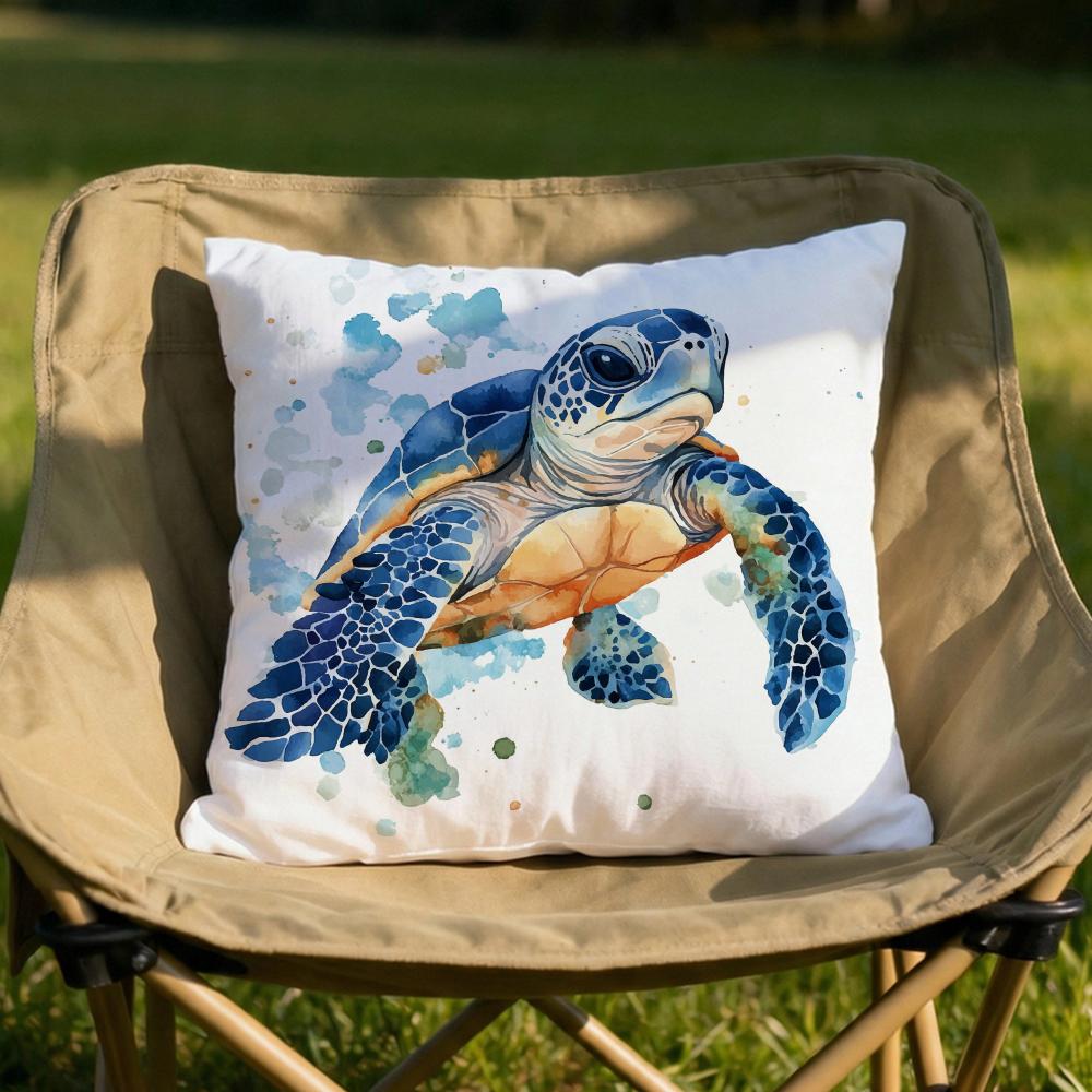 Watercolor Sea Turtle Cushion Cover Soft Reversible  Durable Pillow Cover  MultiScene Use for Home  Car Daily Comfort