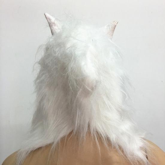 Halloween Horror Savage Wolf Head Mask Masquerade Fluffy Headgear Decoration