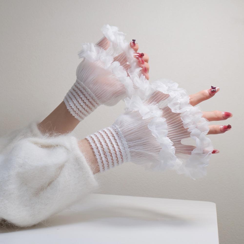 

New Multilayer Ruffle Fake Cuff Detachable White False Sleeve Cuffs Wrist Cuff бежевый
