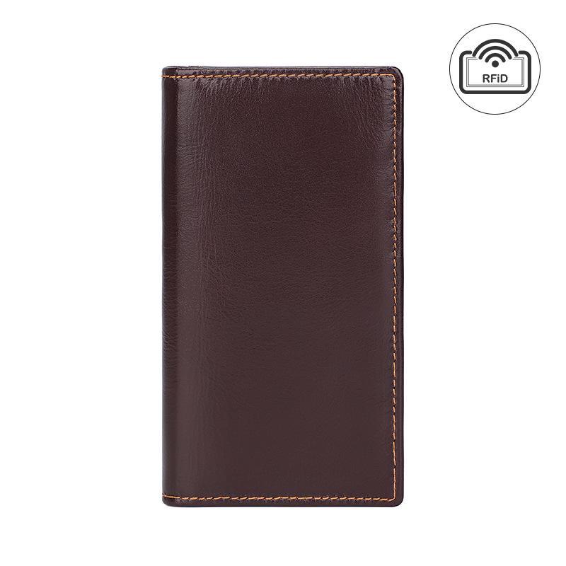 Jiameida Retro RFID Anti-Theft Leather Wallet & Coin Bag