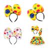Halloween Clown Costume Clown Headband Mini Skirt Bowtie for Party Carnival Pretend Play Clown Fancy Dress Set