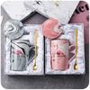 Marble Mug Ceramic Cup Gift Box Coffee Cup Couple Creative Water Cup with Lid Spoon