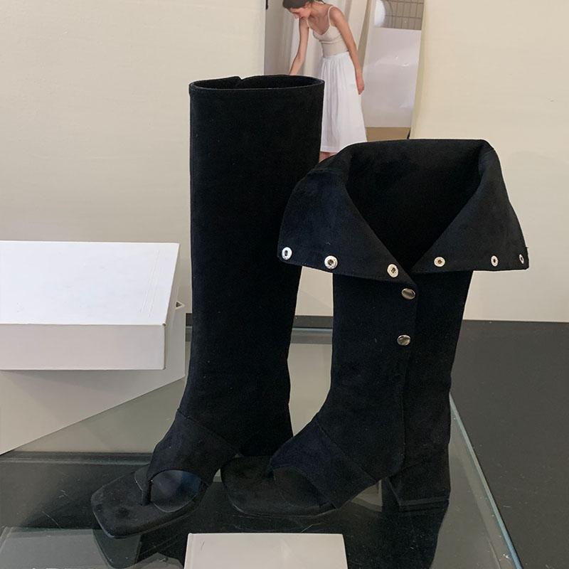 Fashion Fashion Women Knee High Boots Shoes With Heels Footwear Open Toe Ladies Gladiator Sandals Booties Female Flip Flops Pumps New