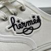 Tolle HERMES Low-Cut-Sneaker Innocent Logo Stickerei weißes Canvas Damen 37 241180Z Gebraucht