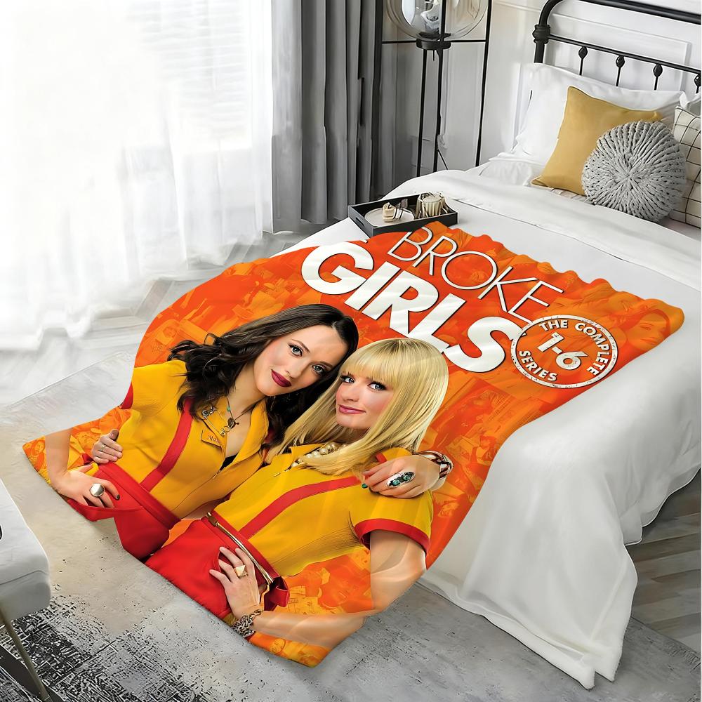 TV 2-2 Broke Girls Throw Lightweight 240g Flannel Blanket Soft Skin-friendly for Summer Cooling