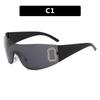 Rimless Y2K Punk One Piece Sunglasses Women Goggle New Luxury Brand Shades Sun Glasses Female Five Star Wrap Around Eyewear
