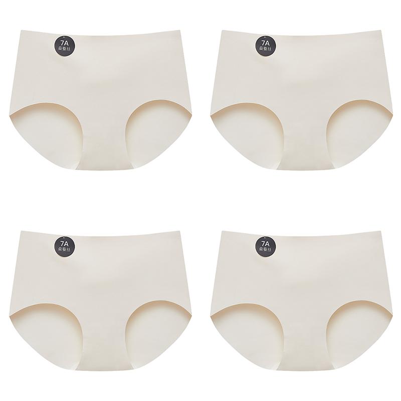 4PCS Seamless Panties for Woman Ice Silk Underwear Soft Thin Briefs Women's Underpants Fashion Sexy Female Lingerie