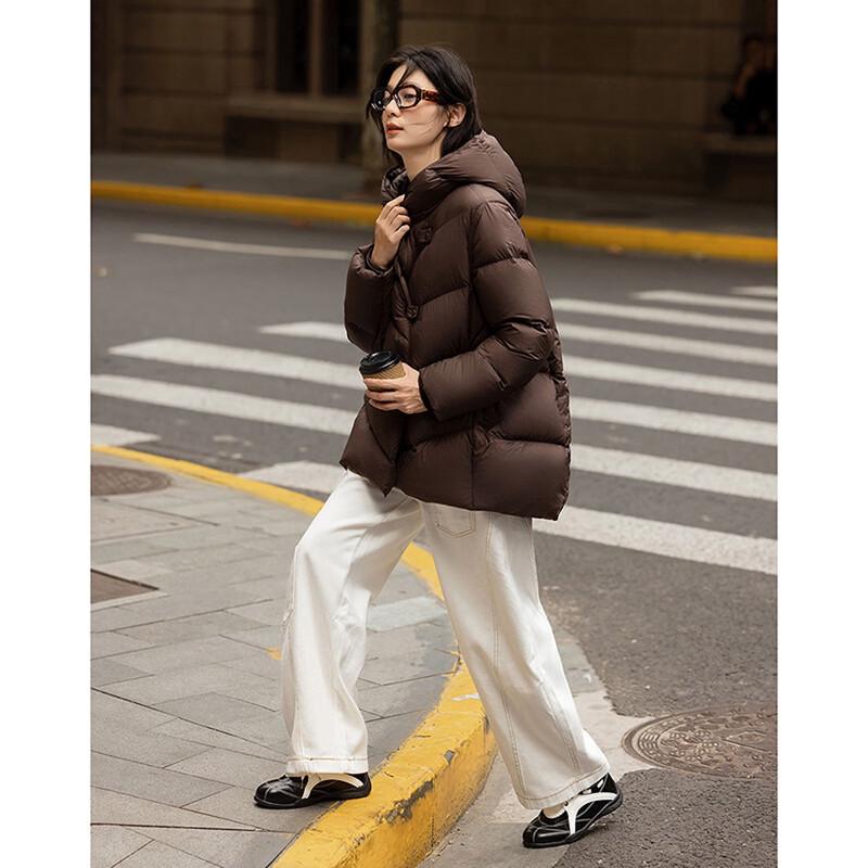 Demana Women's 15D Puff Cloud Hooded Loose Mid-Length Puffer Down Jacket