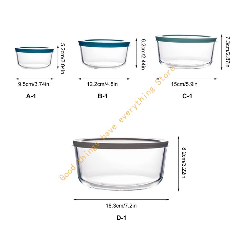 High Temperatures Resistant Glass Container Microwave Safe Clear for Visibilities Leak Proof Seal Stackable 55KF