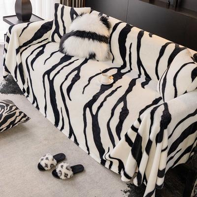 Zebra Pattern Plush Sofa Towel Autumn and Winter All-Inclusive Non-Slip Living Room Seat Cushions High-Grade Cover Cloth Thickened Winter Blanket